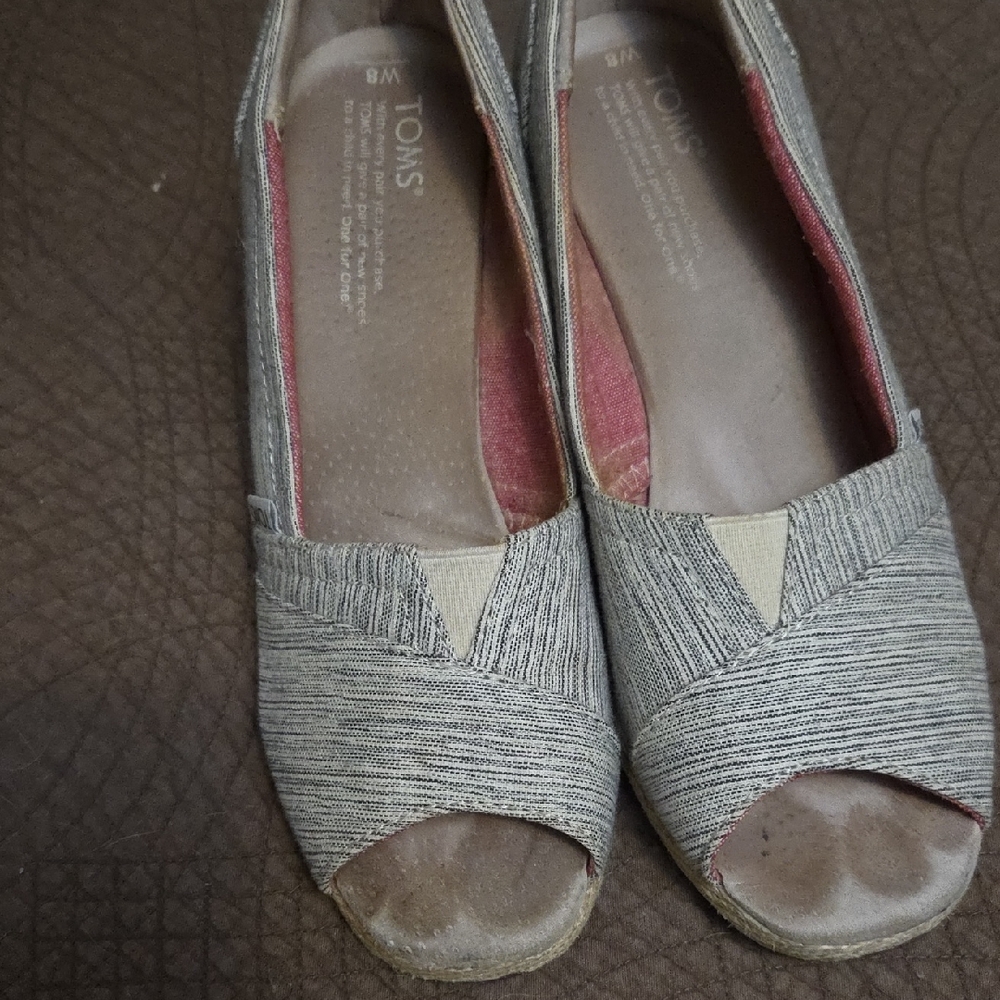 TOMS Women's Gray Striped Espadrilles